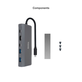 TooQ Caja externa para SSD M.2 NGFF/NVMe + HUB USB 3.2 Gen2 con 1xUSB-C/PD + 2xUSB-A + USB-C + HDMI, Gris