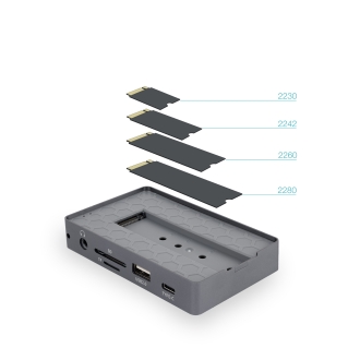 TooQ Caja externa para SSD M.2 NVMe/SATA + HUB USB-C 3.2 Gen2 con 2x USB-A 3.1 + 1x USB-A 2.0 + USB-C 3.2 Gen2 + HDMI 2.0 + RJ45 + SD/TF + AUDIO + USB-C PD 100W, Gris