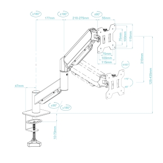 TooQ Soporte de mesa para pantallas de 13-34, Negro