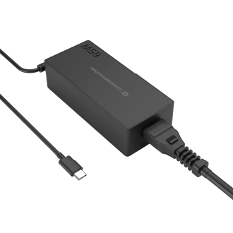 Cargador USB-C GAN Conceptronic OZUL09BE 65W PD cable integrado USB-C 1.8m Negro