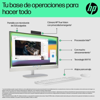 HP 24 -cr0130ns PC Intel® Core i5 i5-1335U 60,5 cm (23.8") 1920 x 1080 Pixeles PC todo en uno 16 GB DDR4-SDRAM 512 GB SSD FreeDOS Wi-Fi 6 (802.11ax) Blanco