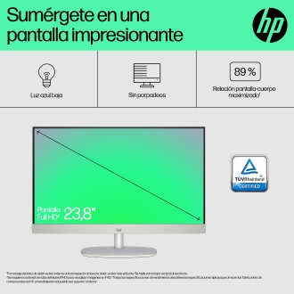 HP 24 -cr0130ns PC Intel® Core i5 i5-1335U 60,5 cm (23.8") 1920 x 1080 Pixeles PC todo en uno 16 GB DDR4-SDRAM 512 GB SSD FreeDOS Wi-Fi 6 (802.11ax) Blanco