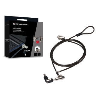 CABLE DE SEGURIDAD CONCEPTRONIC CUSTODIO02BNMT DOBLE CABEZAL CON LLAVE COMPATIBLE CON LLAVE MAESTRA