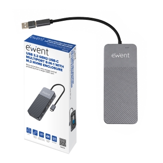 Ewent EW1156 base para portátil y replicador de puertos Alámbrico USB 3.2 Gen 1 (3.1 Gen 1) Type-C Aluminio