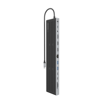 Docking USB-C AISENS 13 en 1, 2xHDMI 1xDisplayPort 1xRJ45 3xUSB-A 2xUSB-C 1xUSB-C PD 1xSD 1xMicro SD 1xAudio