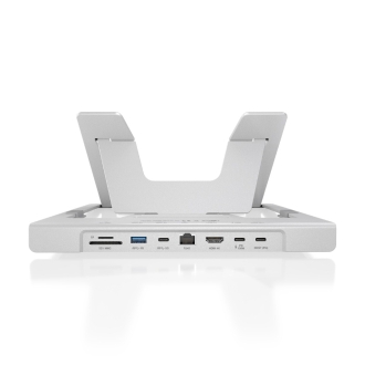 AISENS Soporte de Sobremesa Ajustable para Portatil / Tablet con USB-C Docking 7 en 1, Gris