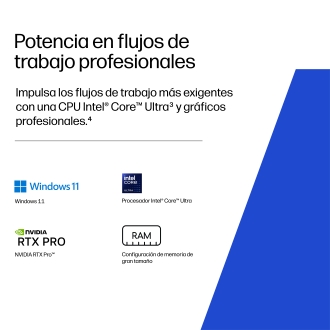 Portatil hp zbook x g2i mobile workstation copilot+ pc u9 - 386h -  64gb -  ssd 2tb -  rtx pro 3000 -  16 pulgadas fhd+ -  w11p