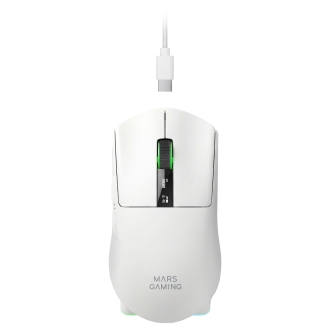 MOUSE MARS GAMING WIRELESS Y BLUETOOTH MMW-ELITEW TRI-MODE 2.4GHZ BT 5.4 6 BOTONES 20000 DPI BLANCO