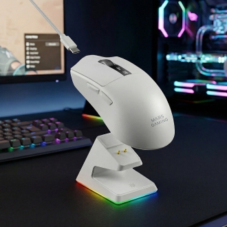 MOUSE MARS GAMING WIRELESS Y BLUETOOTH MMW-ELITEW TRI-MODE 2.4GHZ BT 5.4 6 BOTONES 20000 DPI BLANCO