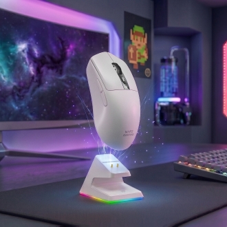 MOUSE MARS GAMING WIRELESS Y BLUETOOTH MMW-ELITEW TRI-MODE 2.4GHZ BT 5.4 6 BOTONES 20000 DPI BLANCO