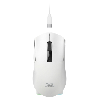 MOUSE MARS GAMING WIRELESS Y BLUETOOTH MMW-ELITEW TRI-MODE 2.4GHZ BT 5.4 6 BOTONES 20000 DPI BLANCO