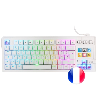 TECLADO MARS GAMING MKMASTERWES USB-C/A TKL SMARTDECK 6 TECLAS LCD SOPORTE GIF RGB CABLE 1.5M BLANCO