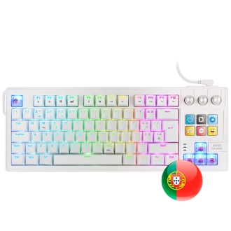 TECLADO MARS GAMING MKMASTERWES USB-C/A TKL SMARTDECK 6 TECLAS LCD SOPORTE GIF RGB CABLE 1.5M BLANCO