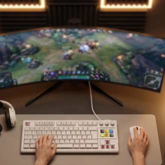 TECLADO MARS GAMING MKMASTERWES USB-C/A TKL SMARTDECK 6 TECLAS LCD SOPORTE GIF RGB CABLE 1.5M BLANCO