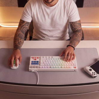 TECLADO MARS GAMING MKMASTERWES USB-C/A TKL SMARTDECK 6 TECLAS LCD SOPORTE GIF RGB CABLE 1.5M BLANCO
