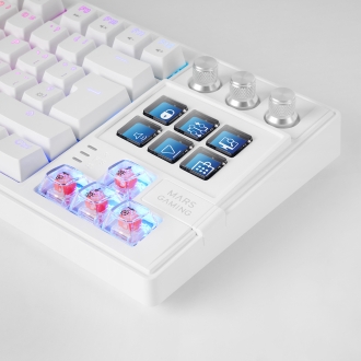 TECLADO MARS GAMING MKMASTERWES USB-C/A TKL SMARTDECK 6 TECLAS LCD SOPORTE GIF RGB CABLE 1.5M BLANCO
