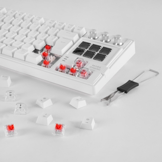 TECLADO MARS GAMING MKMASTERWES USB-C/A TKL SMARTDECK 6 TECLAS LCD SOPORTE GIF RGB CABLE 1.5M BLANCO