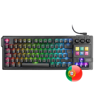 TECLADO MARS GAMING MKMASTERES USB-C/A TKL SMARTDECK 6 TECLAS LCD SOPORTE GIF RGB CABLE 1.5M NEGRO