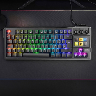 TECLADO MARS GAMING MKMASTERES USB-C/A TKL SMARTDECK 6 TECLAS LCD SOPORTE GIF RGB CABLE 1.5M NEGRO