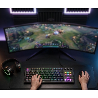 TECLADO MARS GAMING MKMASTERES USB-C/A TKL SMARTDECK 6 TECLAS LCD SOPORTE GIF RGB CABLE 1.5M NEGRO