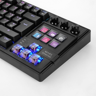 TECLADO MARS GAMING MKMASTERES USB-C/A TKL SMARTDECK 6 TECLAS LCD SOPORTE GIF RGB CABLE 1.5M NEGRO