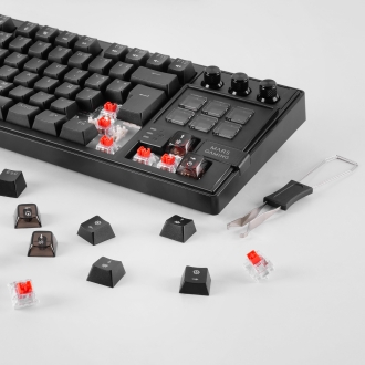 TECLADO MARS GAMING MKMASTERES USB-C/A TKL SMARTDECK 6 TECLAS LCD SOPORTE GIF RGB CABLE 1.5M NEGRO
