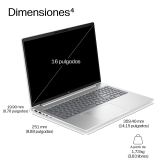 Portatil hp probook 4 g2a notebook ai r7 - 250 -  32gb -  ssd 512gb -  16 pulgadas fhd+ -  w11p