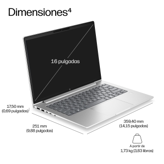 Portatil hp probook 4 g2ah r5 - 220 -  16gb -  ssd 512gb -  16 pulgadas fhd+ -  w11p