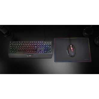 TECLADO MOUSE Y ALFOMBRILLA MARS GAMING MCP124PT PORTUGUES RGB H-MECH, MOUSE HUANO RGB 3200dpi
