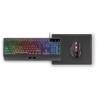 TECLADO MOUSE Y ALFOMBRILLA MARS GAMING MCP124 FRANCES RGB H-MECH, MOUSE HUANO RGB 3200dpi,
