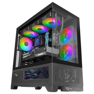 CAJA ATX MARS GAMING MCLCDX NEGRO CRISTAL TEMPLADO CONTINUO LCD GPU 425mm 3x2.5 o 3x3.5