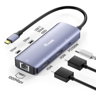 DOCKING USB-C EQUIP 133501 2XHDMI 2XUSB-A 1XUSB-C 1XUSB-C PD100W 1XRJ45 MST