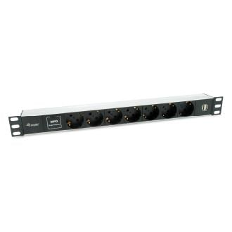 Regleta alimentación Equip rack 19" 1U 7 tomas 2x USB con protección