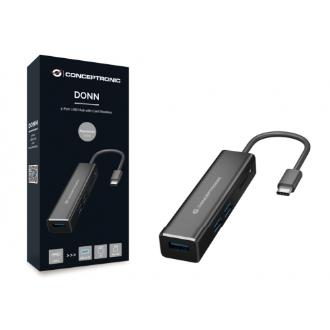 Hub USB tipo C Conceptronic 3p. USB 3.0 lector de tarjetas