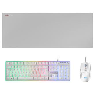 Pack teclado + ratón y alfombrilla Mars Gaming MCPX blanco