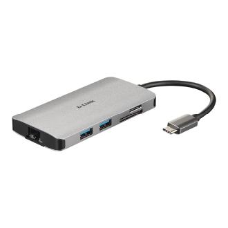 Adaptador USB tipo C D-LINK DUB-M810 1xHDMI 4K 1xUSB-C Pd 100w Thunderbolt 3 3xUSB-A 3.0 1xRj45 Lector De Tarjetas