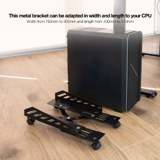 SOPORTE DE CPU CON RUEDAS METALICO TOOQ UMCS0024-B AJUSTABLE 160-300MM NEGRO