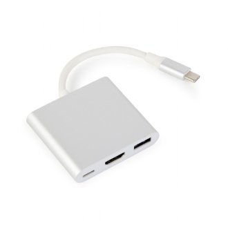Adaptador Gembird USB tipo C a 1xHDMI 1xUSB plata