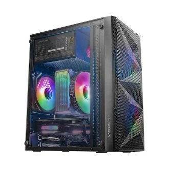 Caja mATX Mars Gaming MC-ME frontal mesh con 2 ventiladores FRGB negro