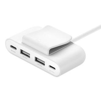 Hub Belkin extensor 4 puertos 2 USB tipo C 2 USB-A cable 2m blanco