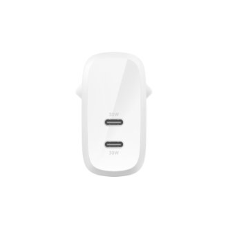 Cargador Belkin Boost Charge 2xUSB Tipo C 30W blanco