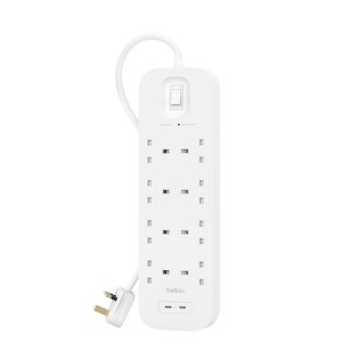 Regleta Belkin 8 tomas con protección botón apagado dual USB-C