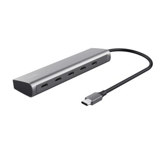 Hub USB tipo C Trust Halyx aluminio 4 puertos USB-C y 1 USB-C pass-through de 100W