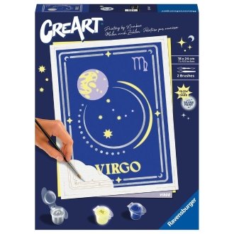 Ravensburger CreArt Kit para Pintar con Números Serie Trend d Zodiac: Virgo - Actividad Creativa para Adultos y Niños a Partir de 8 Años