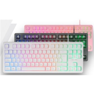 Teclado H-Mech Gaming Mars Gaming MK023 TKL con iluminación RGB blanco