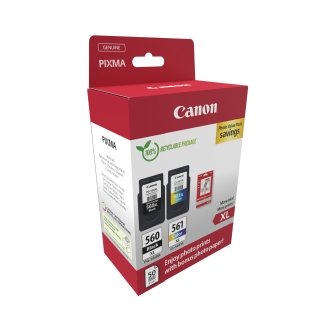 Pack Canon PG-560xl negro y CL-561xl color + 50 hojas papel fotográfico