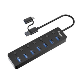 Hub USB Equip Life 7 puertos USB-A 3.2 Gen1 con interruptor + adapt. USB-C