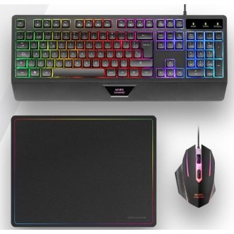 Pack teclado, ratón alfombrilla Mars Gaming Mcp124wes Rgb H-mech negro
