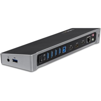 Adaptador USB 3.0  usb-A -2x DisplayPort y HDMI 4K para 3 Monitores - Hub 5x USB-A (1x Fast Charge) - rj45