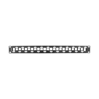Patch panel Lanberg 24 puertos 1U rack 19" escalonado organizador mod keystone